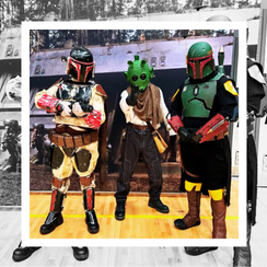 Star Walking in cosplay - mandalorian, Greedo and Boba Fett from Star Wars