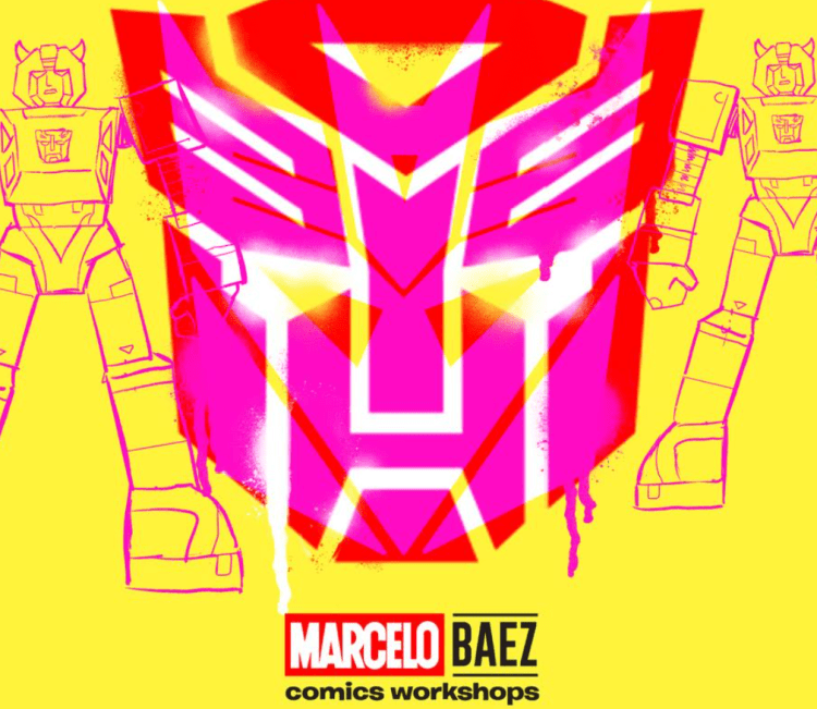 Marcelo Baez workshop design of mecha and transformers promo for Let's Draw workshop